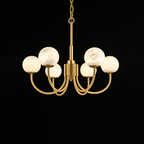 Brass Alabaster Round Chandelier – detail 17