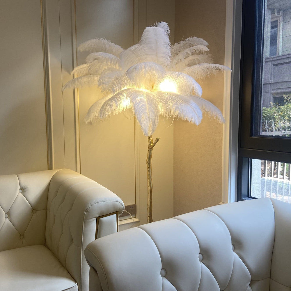 Ostrich Feather Brass Floor Lamp – detail 2