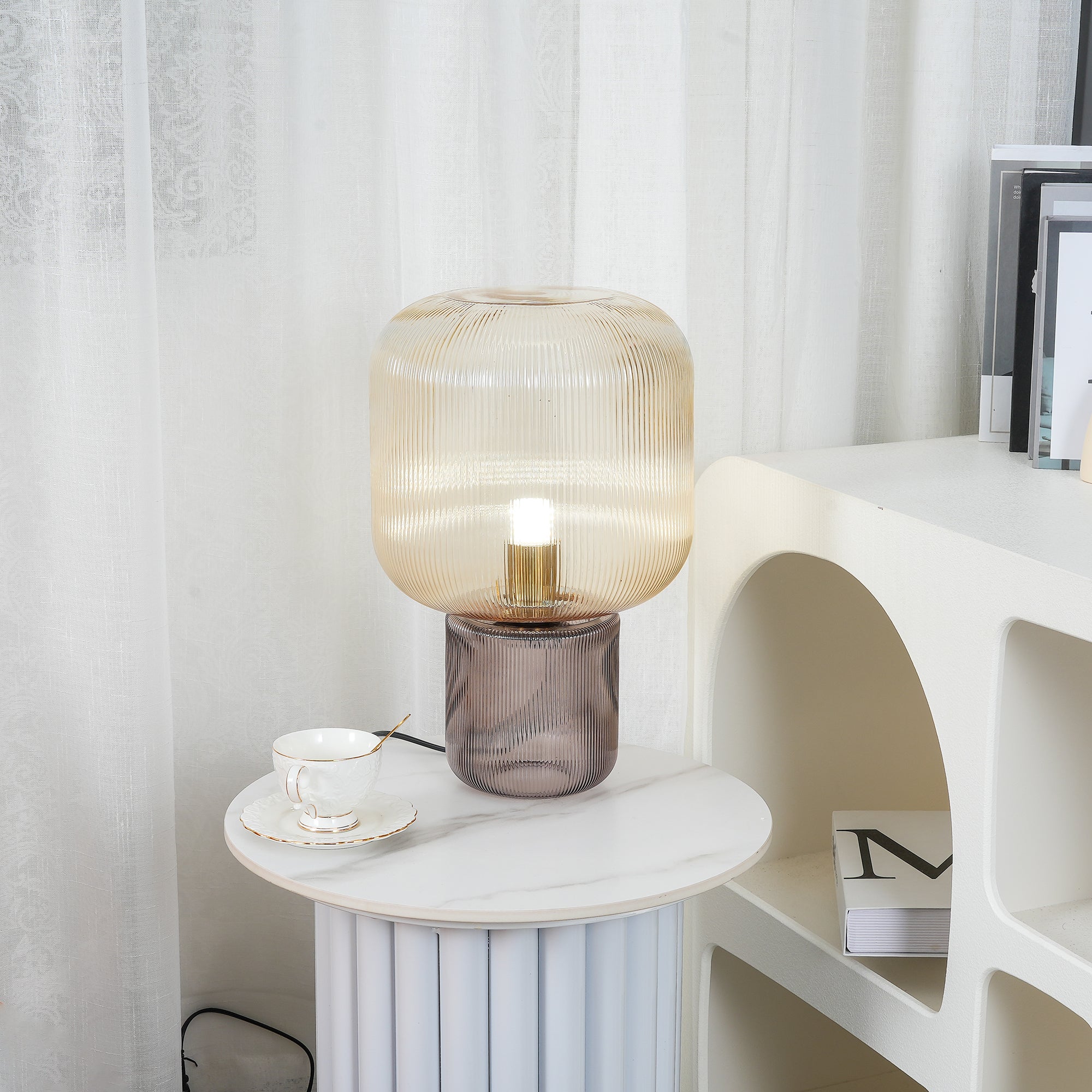 Ellipse glass sales table lamp